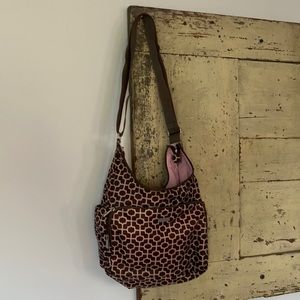 Baggallini two-tone brown with pink interior purse